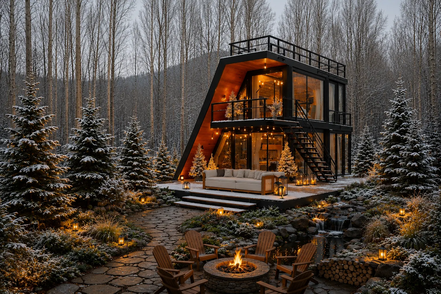 Pine One eco-luxury chalet community aerial view in Murree Hills